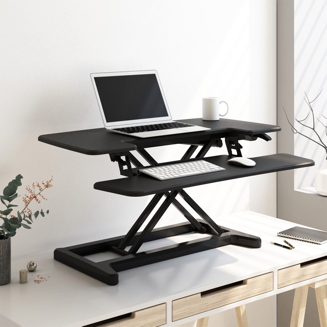 Product photograph of Flexispot Alcoveriser Standing Desk Converters M7 Small Black from FlexiSpot UK